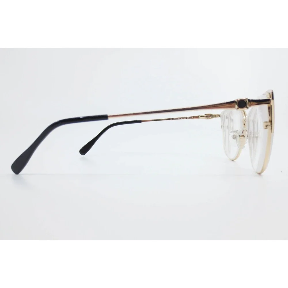 Jo Noella JN-3031 Eyeglasses Black Gold Cat Eye Frames 54-16-140 Womens Eyewear